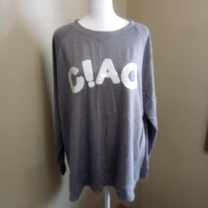 Isaac Mizrahi Women's Lightweight C!AO Sweatshirt, Gray, XL